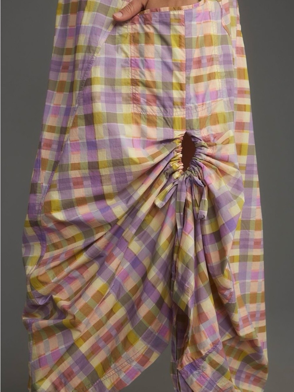 Anthropologie EVEVEST MIDI DRESS purple pink plaid XL - Picture 8 of 14